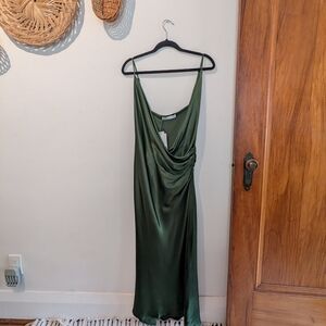Zara Dark Green Satin Slip Dress